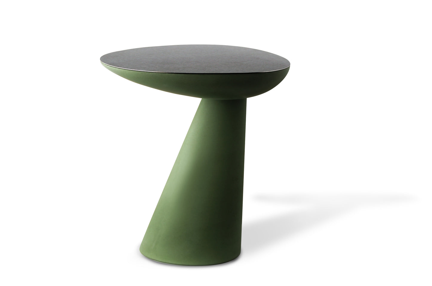 Rock Solid - Side Table with Brass Plate - Olive Skin