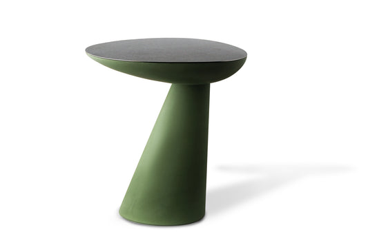 Rock Solid - Side Table with Brass Plate - Olive Skin