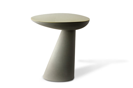 Rock Solid - Side Table with Brass Plate - Moisty Oyster